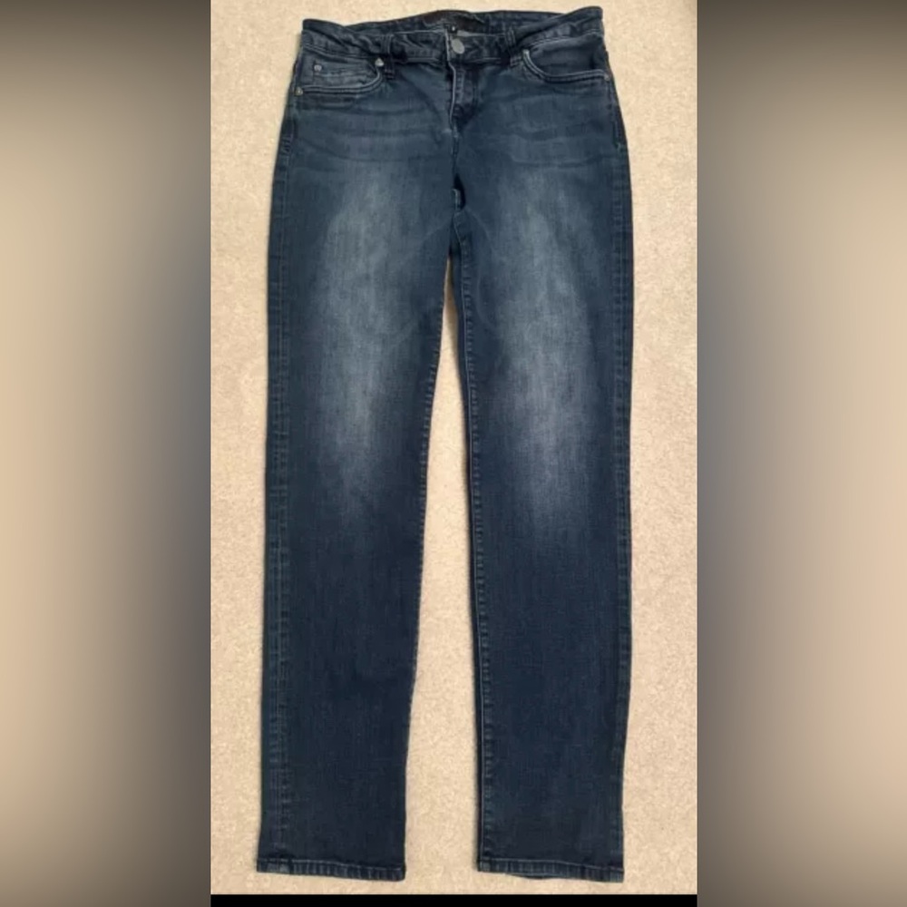 Kut From The kloth Womens Blue Denim Dark Wash Skinny Jeans 8 zip up